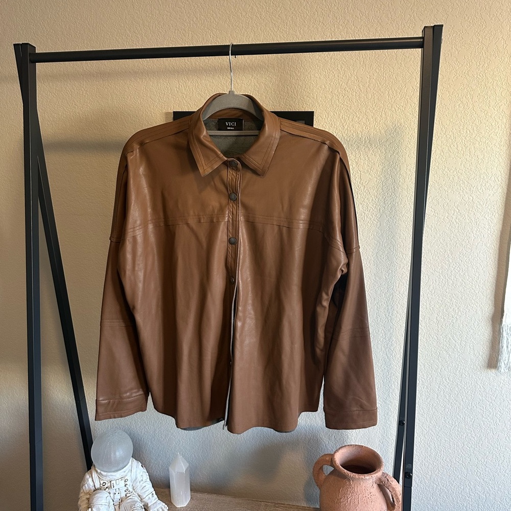 Vici Faux Leather Shacket